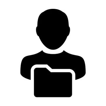 Document icon vector with male person profile avatar folder symbol information Stock Illustration