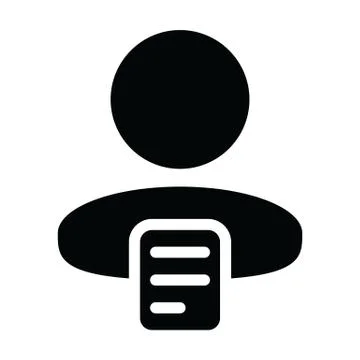 Document icon vector male person profile avatar with content symbol Illustrazione stock
