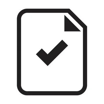 Document icon vector with tick check mark for business and finance in a outline Illustrazione stock