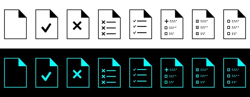 Document icons. Approved check mark design. Document icons collection symbol Stock Illustration