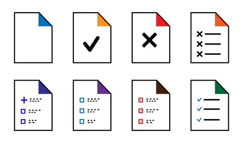 Document icons. Approved check mark design. Document icons collection symbol Stock Illustration