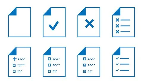 Document icons. Approved check mark design. Document icons collection symbol Stock Illustration