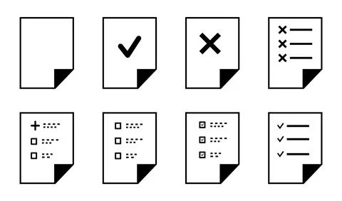 Document icons. Approved check mark design. Document icons collection symbol Stock Illustration