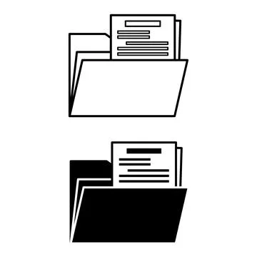 Document Icons. Black and White Vector Icons. Open Document Folder. Office .. Stock Illustration