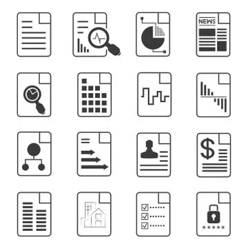 Document icons Illustrazione stock