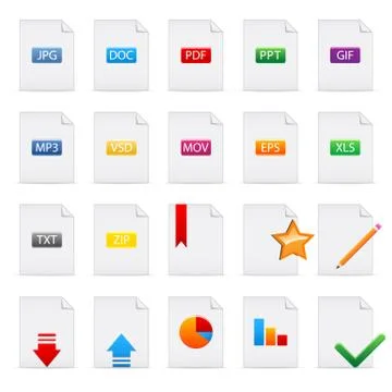 Document icons set Stock Illustration