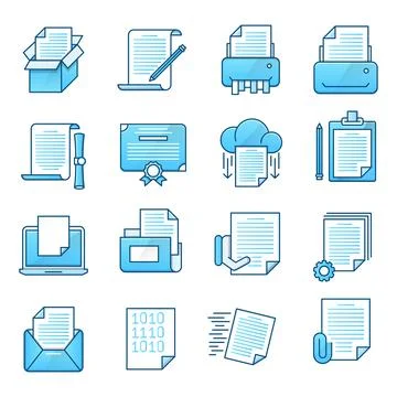 Document icons set Illustrazione stock
