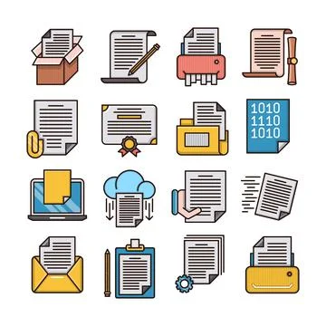 Document icons set Illustrazione stock