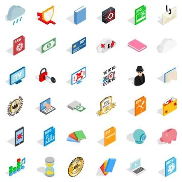 Document icons set, isometric style Stock-Illustration