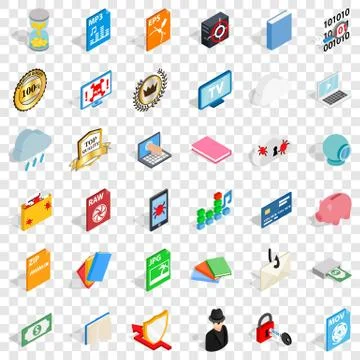 Document icons set, isometric style Stock-Illustration