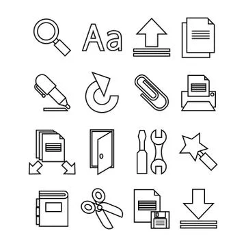 Document icons set. Trendy flat style for graphic design, web-site. Stock Vector Illustration