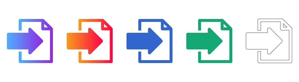 Document Import Arrow Icons Ilustração Stock