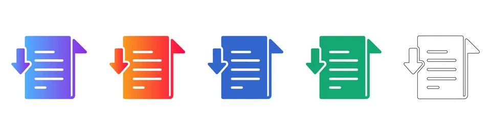 Document Import Export Icons Set Illustrazione stock