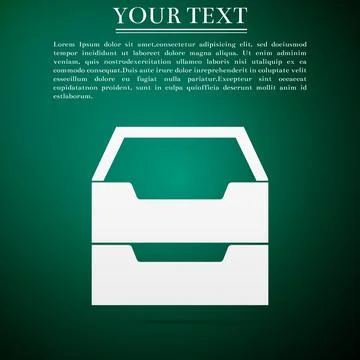 Document inbox flat icon on green background. Vector Illustration 库存插图