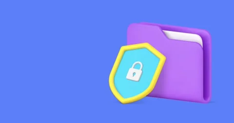 Document information protection file folder shield lock banner 3d icon animation 動画素材 297458020