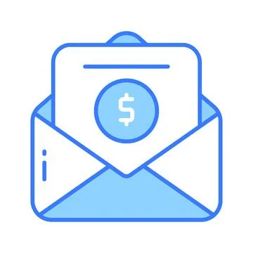 Document inside envelope with dollar denoting financial mail concept icon Illustrazione stock