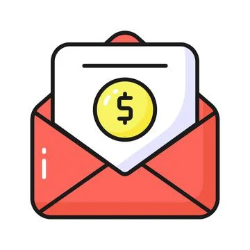 Document inside envelope with dollar denoting financial mail concept icon Stock Illustration