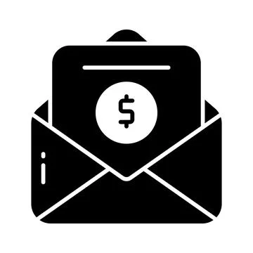 Document inside envelope with dollar denoting financial mail concept icon Illustrazione stock