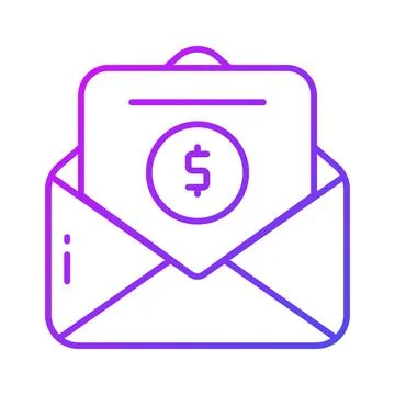 Document inside envelope with dollar denoting financial mail concept icon Stock Illustration