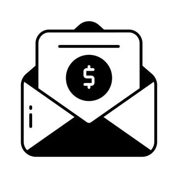 Document inside envelope with dollar denoting financial mail concept icon Illustrazione stock