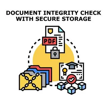 Document integrity checking for secure digital data storage Stock Illustration