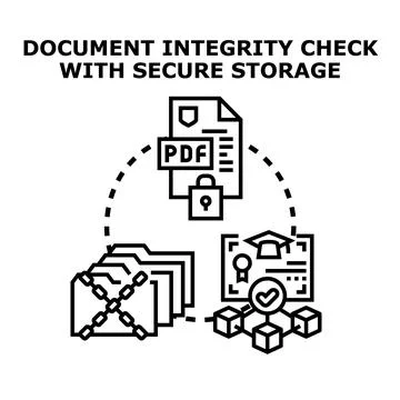 Document integrity checking for secure digital data storage Stock Illustration