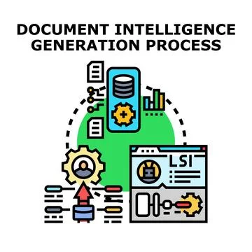 Document intelligence generation process concept illustration Stock Illustration