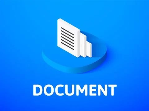 Document isometric icon, isolated on color background Stock Illustration