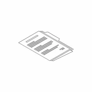 Document Isometric right view - Black Outline icon vector isometric. Stock Illustration