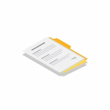 Document Isometric right view - Shadow icon vector isometric. Stock Illustration