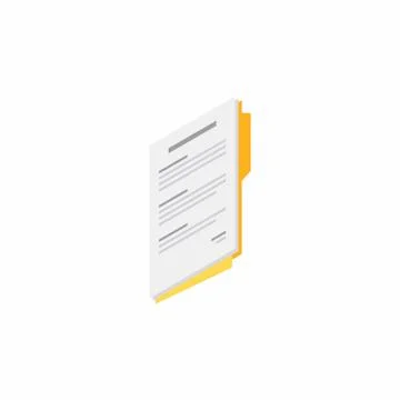 Document Isometric right view - White Background icon vector isometric. Stock Illustration