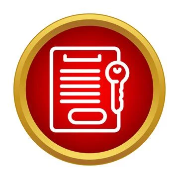 Document with key representing legal security access Stock Illustration