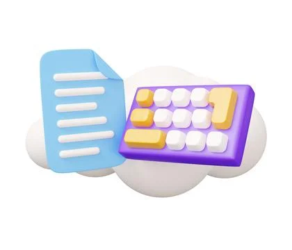 Document keyboard cloud 3d illustration. Minimal 3d render illustration iso.. Stock Illustration