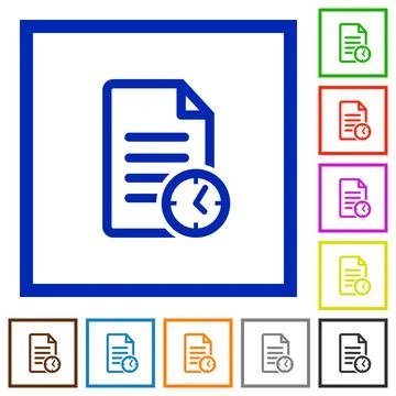 Document last modified time flat framed icons イラスト素材