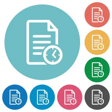 Document last modified time flat round icons Illustrazione stock