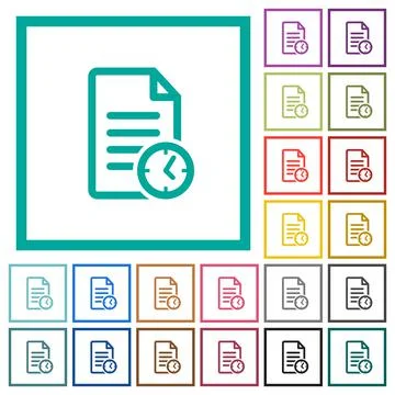 Document last modified time flat color icons with quadrant frames 스톡 일러스트