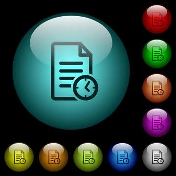 Document last modified time icons in color illuminated glass buttons Illustrazione stock