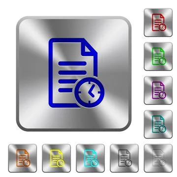 Document last modified time rounded square steel buttons 스톡 일러스트