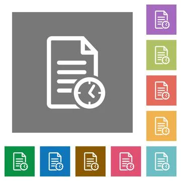 Document last modified time square flat icons Stock Illustration