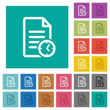 Document last modified time square flat multi colored icons 스톡 일러스트