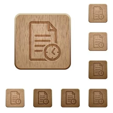 Document last modified time wooden buttons 스톡 일러스트