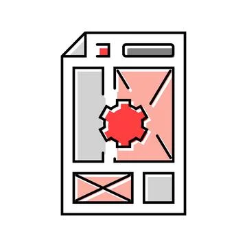 Document layout technical writer color icon vector illustration Stock Illustration