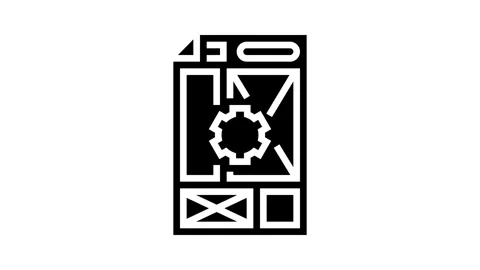 Document layout technical writer glyph icon animation Stock Footage 326152606