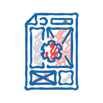 Document layout technical writer icon doodle illustration Stock Illustration