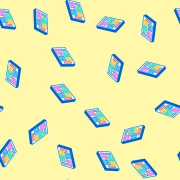 Document layout technical writer isometric icon seamless pattern Stock Illustration