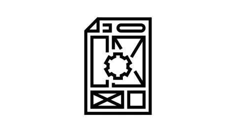 Document layout technical writer line icon animation Stock Footage 326131858