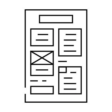 Document layout technical writer line icon vector illustration Stock Illustration