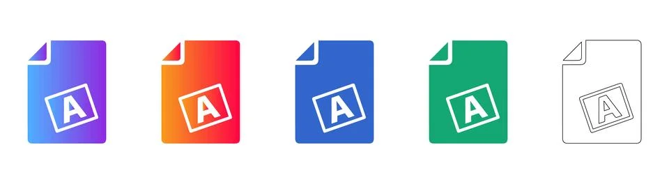 Document with Letter A Icons in Multi Style Illustrazione stock