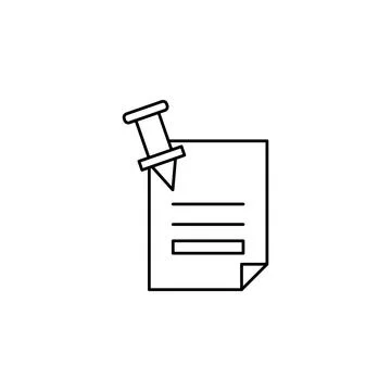 Document, letter, pinned icon. Simple line, outline vector of information tra Illustrazione stock