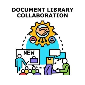 Document library collaboration and business partnership concept Stock Illustration